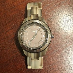 Brown Acrylic Fossil Watch